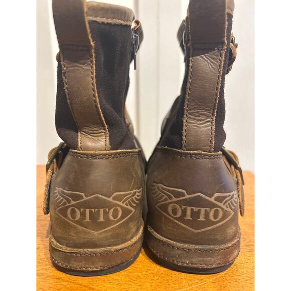 Otto Zone Men's Leather Biker Boots - Picture 4 of 8